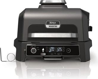 Ninja Barbacoa El&eacute;ctrica Y Ahumador Con Term&oacute;metro Ninja Woodfire Pro Xl - Og850eu - Barbacoa Y Freidora De Aire Exterior