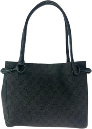 Gucci Pre-owned Handbags, female, Black, Size: ONE SIZE Pre-owned GG Canvas Tote Bag Black