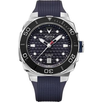 Alpina Seastrong Diver Extreme Rubber Strap Automatic GMT Watch, 39mm x 40.5mm in Silver-Tone at Nordstrom