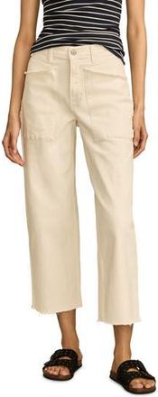 Lucky Brand Legend Raw Hem Patch Pocket Crop Wide Leg Jeans in Bright White at Nordstrom Rack, Size 26