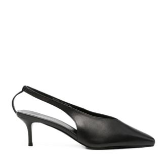 Sergio Moretti Black Sleek Pointed Toe Slingback Leather Dress Pumps