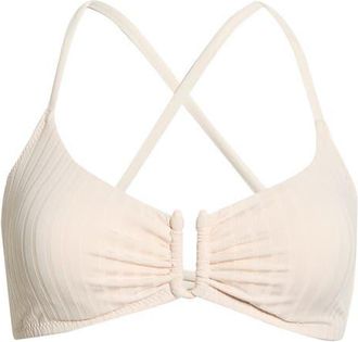 Sanctuary Textured Stripe U-Bar Bikini Top in White Sand at Nordstrom, Size Medium