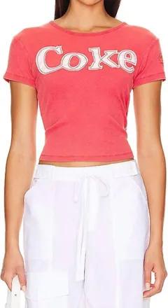 The Laundry Room Coke Patchwork Baby Rib Tee In Red Snow