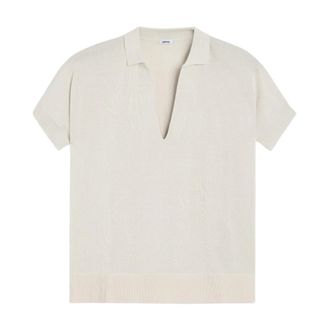 Aspesi V-neck Knitwear, female, Beige, Size: XS Polo Shirt 100% Cotton Model 3616