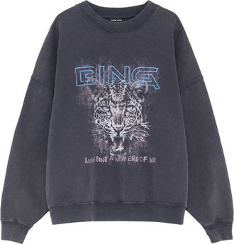 Anine Bing Miles Sweatshirt Leopard Muse Black Sweatshirt