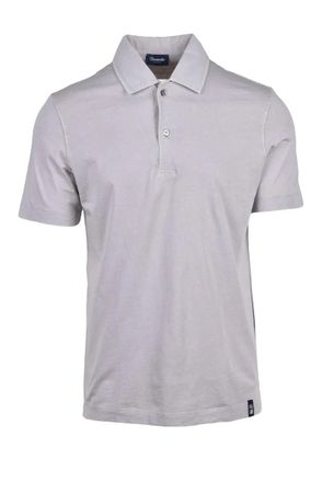 Drumohr Light Grey Knitted Cotton Polo