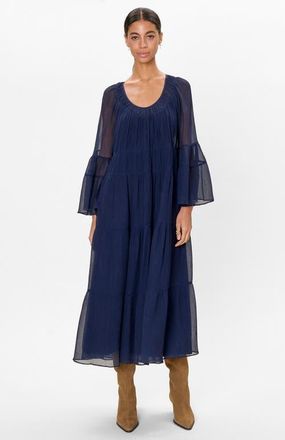 Rebecca Taylor Skye Tiered Dress in Maritime Blue at Nordstrom, Size X-Small