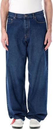 Off-white Blue Mid Rise Loose Jeans