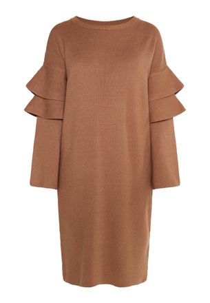 Usha Gebreide jurk Dames Kameel