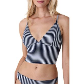 Andie Swim Lanikai Stripe Crop Tankini Top in Cadet at Nordstrom, Size X-Small