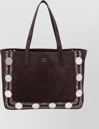 Valentino Garavani suede shopper bag with dual handles and embellishments