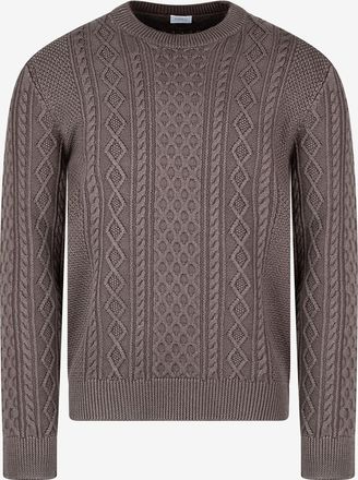 04651/ Rundhals-Strickpullover aus edlem Material Foggy Cable Crew