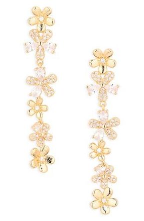 Cara Flower Linear Earrings in Gold at Nordstrom Rack