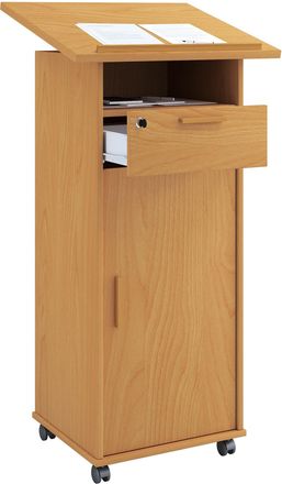 ebuy24 Consola De Altavoz M&oacute;vil Vcm Wood Dimensiones Aprox. Al. 109 A 120 Cm X An. 60 Cm X P. 50 Cm Escritorio De Pie Con Rodillos Rollable Con Caj&oacute;n Mesa De