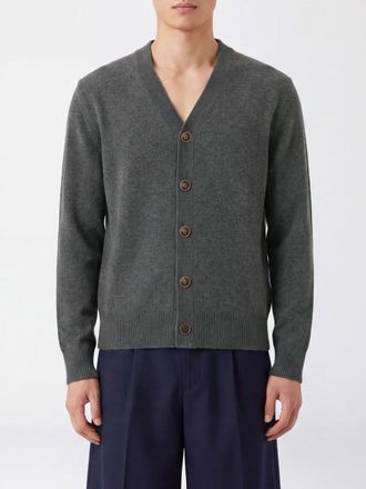 Brunello Cucinelli Cardigan in cotone con scollo a V e toppe a contrasto