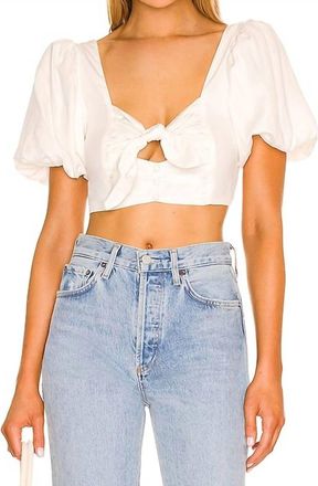 For Love & Lemons Jessi Crop Top In White