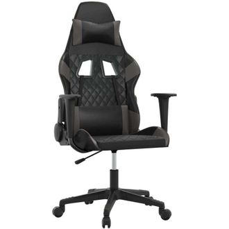 vidaXL Silla Gaming De Masaje Cuero Sint&eacute;tico Negro Y Gris Vidaxl