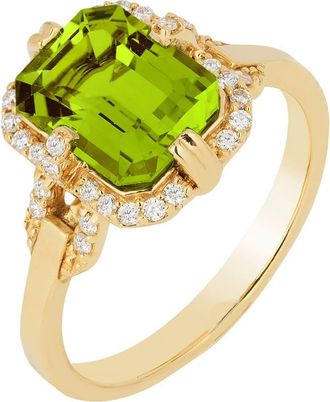 Goshwara Gossip Emerald-Cut Cocktail Ring in Bright Green at Nordstrom, Size 7