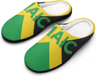 Generic Jamaican Flag Jamaica Mens House Slippers Memory Foam Washable Cotton Slip on Home Shoes