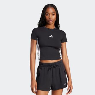 adidas T-Shirt ADIDAS SPORTSWEAR W 3S SJ BABY T, Damen, Gr. XXL, schwarz-weiss (schwarz, wei&szlig;), Obermaterial: 93% Baumwolle, 7% Elasthan, Rundhals, Shirts T-