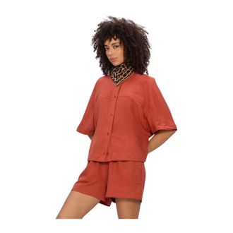 Est'seven Freya Top - Dames - Blouses & Shirts - Rood - Maat: M Linnen