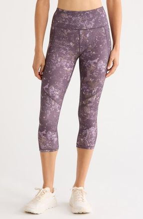 Sweaty Betty Power Workout Crop Leggings in Purple Erosia Print at Nordstrom, Size X-Small