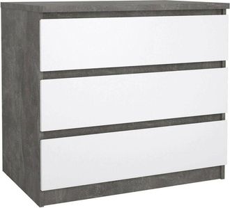 Dmora Dmora - Cajonera Aglae, C&oacute;moda Multiusos, C&oacute;moda De Dormitorio, Gabinete Con Cajones, 77x50 H70 Cm, Cemento Y Blanco Brillante