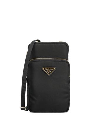Prada logo-plaque shoulder bag - Black