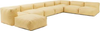 Oviala Sof&aacute; de esquina modular, 5 sillones, 2 &aacute;ngulos, 1 puff amarillo claro