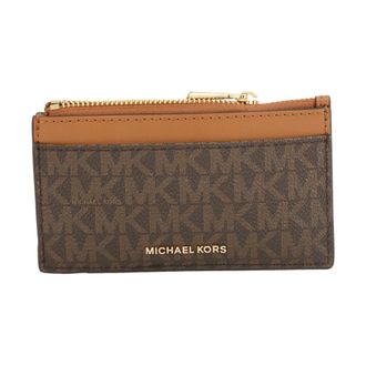 Michael Kors Accessoires, Dames, Bruin, ONE Size, Katoen, Jet Set Small Signature Logo Card Case