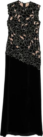 Costarellos Abito lungo con applicazione a fiori - Nero