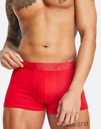 Calvin Klein Mens Calvin Klein Mens Boxer Trunks Shorts 1X Pack Soft CK Stretch Underwear GIFT NEW - Red - Size: 35/34/32