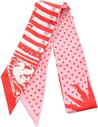Herm&egrave;s 2000s Astrologie &agrave; Pois ribbon scarf - Pink
