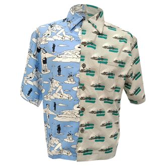 Prada Prada Double Match Geprinte Shirt in Multicolor Katoen