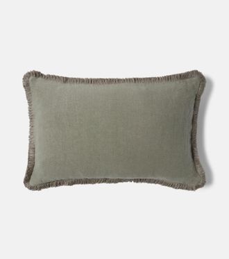 ONCE MILANO Fringed linen cushion