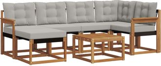 vidaXL Conjunto De Sof&aacute;s De Exterior 7 Uds. Gris Natural Y Claro Vidaxl