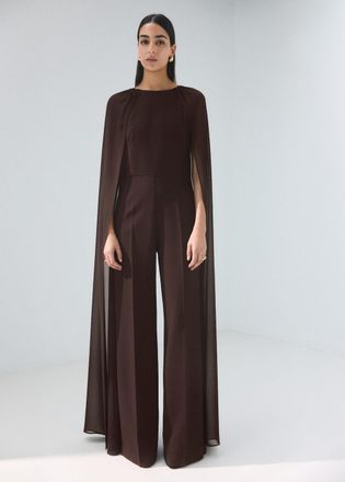Mango Long sleeved jumpsuit with slits cioccolato - Donna - XS - MANGO