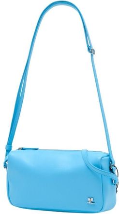 Courr&egrave;ges Womens Calfskin Leather Shoulder Bag Blue