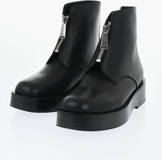 Bottega Veneta Leather Ankle Boots TORINO with Front Zip size 42