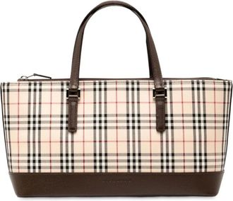 Burberry Pre-owned Tote Bags, female, Brown, Size: ONE SIZE Pre-owned Vintage Check Canvas Tote Bag