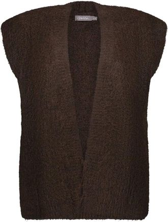 Geisha Gilet Gebreid - Dames - Truien - Bruin - Maat: M Wol