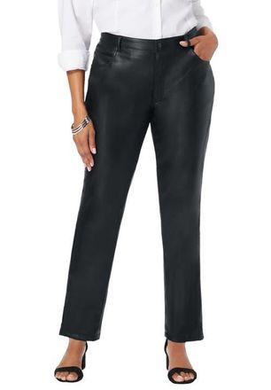Jessica London Faux Leather Pant in Black at Nordstrom, Size 24