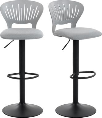 OEM Juego De 2 Taburetes De Bar Giratorios En 360&deg; Regulables En Altura De 84-105 Cm Respaldo Hueco Reposapi&eacute;s Gris