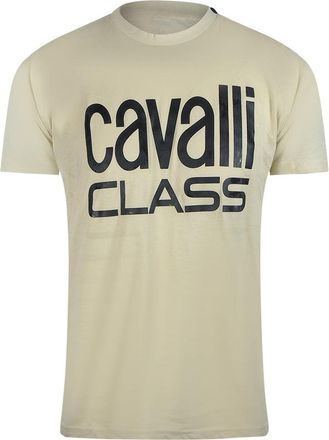 Cavalli Bold Logo Beige Zand T-shirt