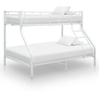 vidaXL Cama Litera Sin Colch&oacute;n Metal Blanco 140x200 Cm/90x200 Cm Vidaxl