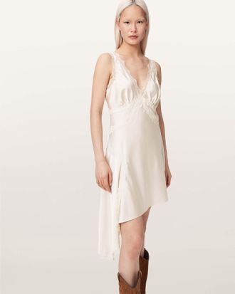 AllSaints Ilka Asymmetric Lace Mini Dress