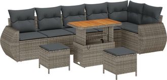 vidaXL Vidaxl - Garden Sofa Set Height-Adjustable 9 pcs Grey Poly Rattan