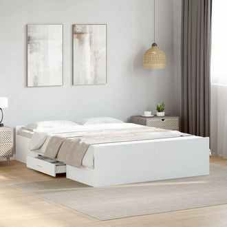 vidaXL Cama Con Cajones Madera De Ingenier&iacute;a Blanco 120x200 Cm Vidaxl
