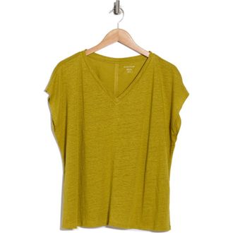 Eileen Fisher V-Neck Organic Linen T-Shirt in Golden Pear at Nordstrom Rack, Size Xx-Small