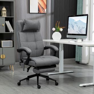 STILVORA Stilvora Poltrona Da Ufficio Ergonomica Massaggiante Con Riscaldamento, Schienale Reclinabile E Poggiapiedi, Acciaio, Grigio